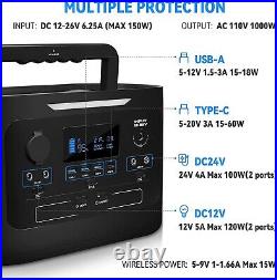 1000W 1166Wh Power Station Portable Solar Generator Power Supply for Camping