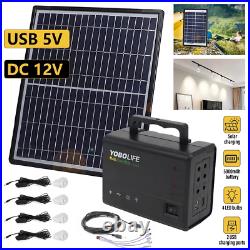 12V Portable Solar Generator with Solar Panel, Included 4 Sets LED Lights, Solar