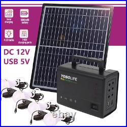 12V Portable Solar Generator with Solar Panel, Included 4 Sets LED Lights, Solar