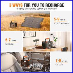 500W Portable Power Station Solar Generator 100W Solar Panel Power Supply Tool