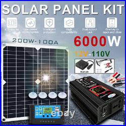 6000W Power Inverter Set DC 12V-110V Power Supply Converter With Solar Panel Kits