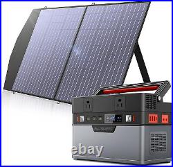 700W Portable Power Station & 100W Foldable Solar Panel Charger For Home Camping