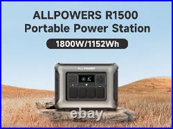 ALLPOWERS 1800W 1152Wh Long-Life LiFeP04 Portable Power Station Home Backup RV