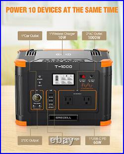 GRECELL 1000W Power Station Portable Solar Generator Power Supply for Camping