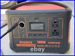 Kingboss 500W Portable Power Station, 153600 mAh, Solar Charging, Carrying Case