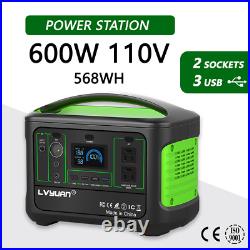 Portable Power Station Solar Generator 568Wh 600WCamping Emergency Power Supply