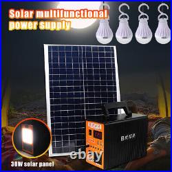 Portable Solar Power Panel Station Generator Emergency Outdoor Supply With 4 LED