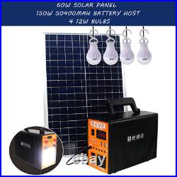 Portable Solar Power Panel Station Generator Emergency Outdoor Supply With 4 LED