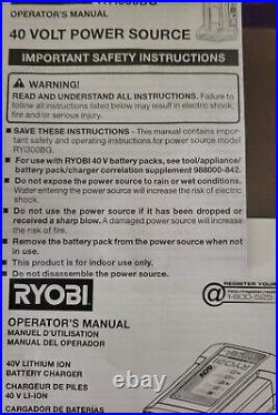 Ryobi RYi300BG 40V 300W Power Source Inverter 4Ah Battery, Charger PREP SUPPLIES